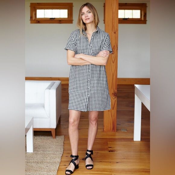 NEW! Emerson Fry 100% Cotton TShirt Dress Black & White Gingham - S ~ $178